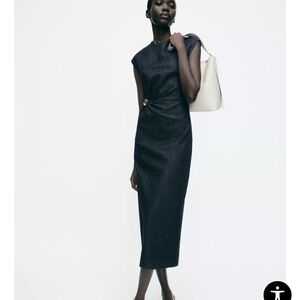 Zara Dark Blue Midi Dress